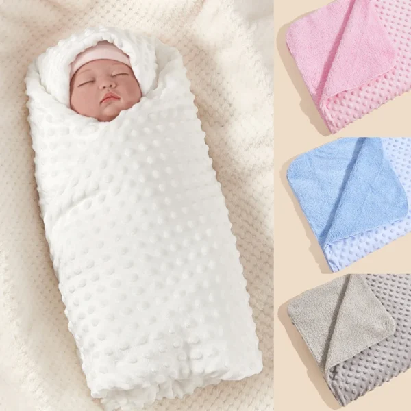 Minky Baby Blanket Solid Color Velvet Wrap Double Layer Super Soft Kids Swaddle Blanket Quilt