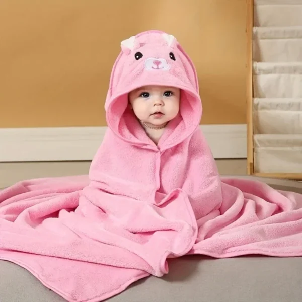 Cartoon Baby Bath Towels Soft Newborn Hooded Blanket Toddler Bathrobe Warm Sleeping Swaddle Wrap