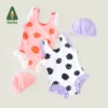 Baby Girls Swimwears Summer New Bikini Set Cute Wave point Toddler One-Piece Sunbeach Swimsuit